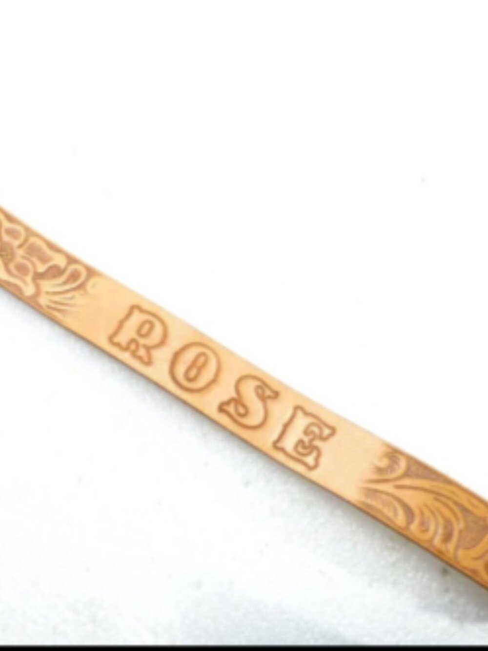 Vintage tooled leather belt Rose name 28 to 30 hippie boho